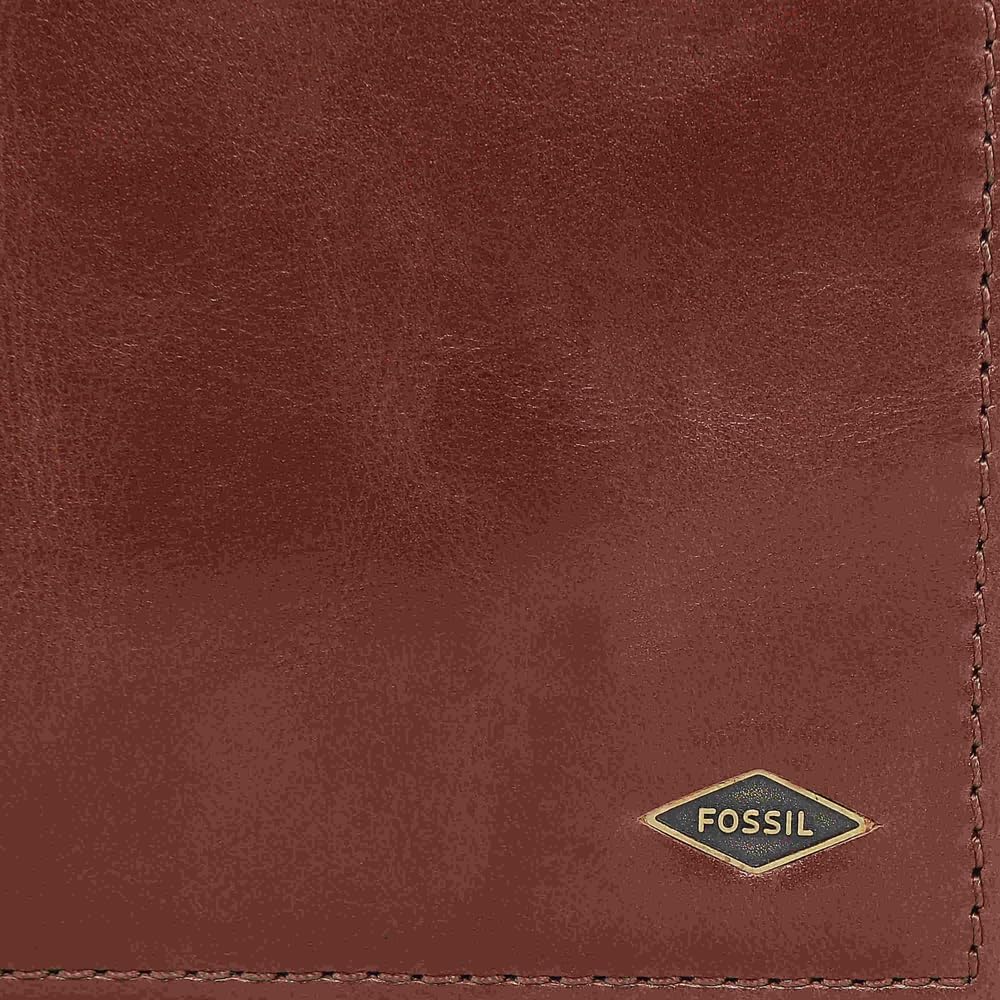 Fossil Herren Ryan Leather Bifold Geldbörse 11,43 cm L x 2,54 cm B x 9,525 cm H Dunkelbraun, Dunkelb