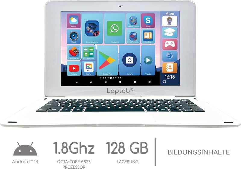 Lexibook LT10DE LAPTAB 10, Laptop mit Touchscreen, Entwickelt für die ganze Familie, Bildungs-und Sp