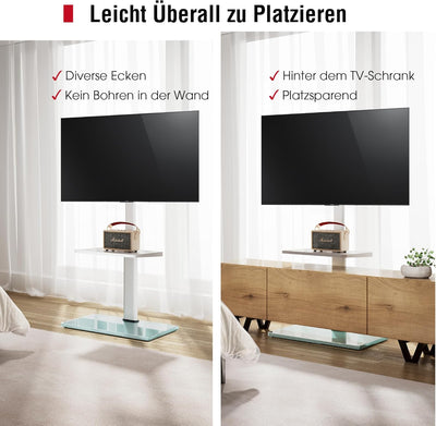 AOKCOS TV Ständer TV Bodenständer für 32-70 Zoll Fernseher bis zu 40 KG, TV Standfuss mit 2 Stufigen