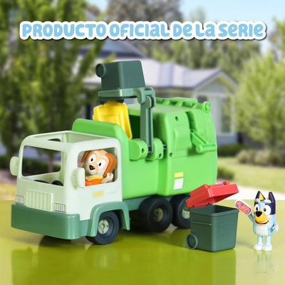 Bluey - Müllwagen, Spielzeug-LKW Zeichnung Serie, Welpen Figur und Zubehör, Lernspiel über Recycling