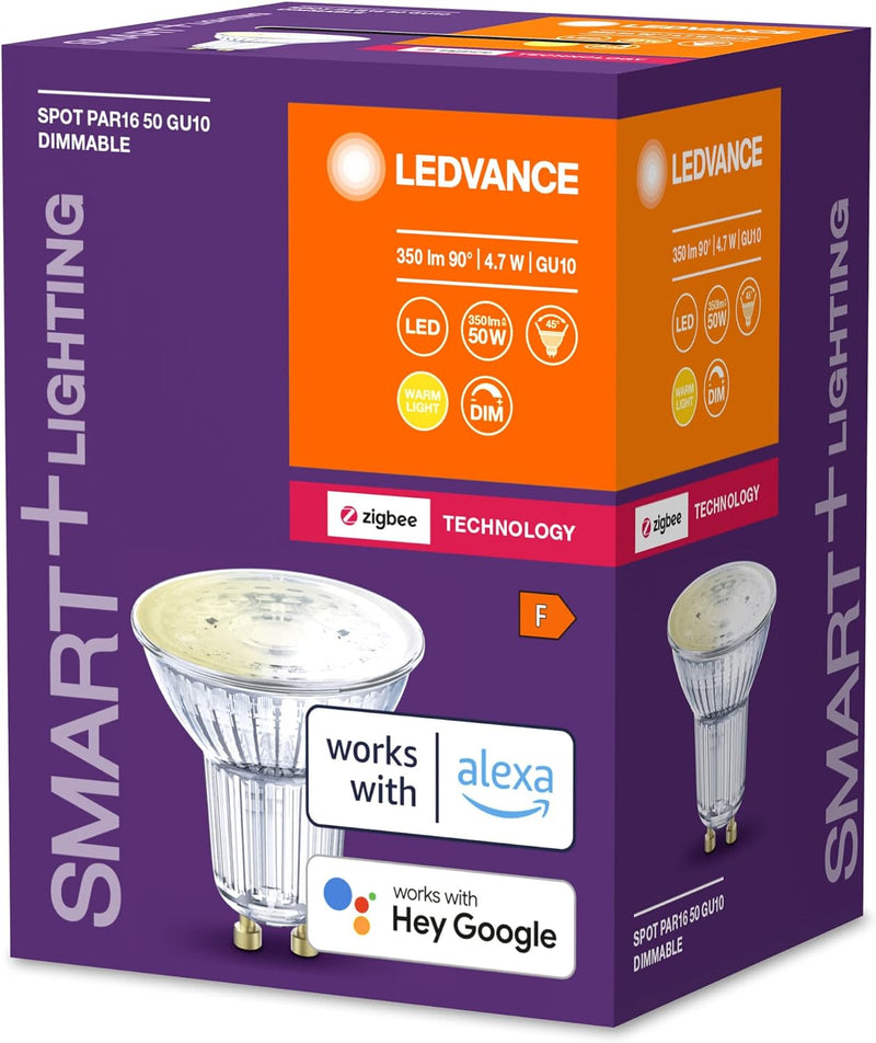 LEDVANCE Smart+ LED, ZigBee GU10 Reflektor, warmweiss, dimmbar, Direkt kompatibel mit Echo Plus und