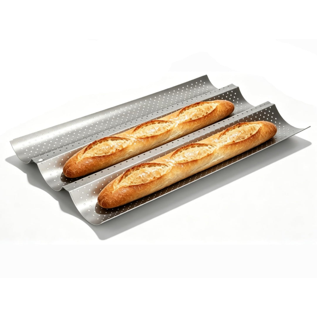 Perforierte Baguette-Pfanne, Edelstahl-Baguette-Backblech Antihaft-Brotblech zum Backen von französi