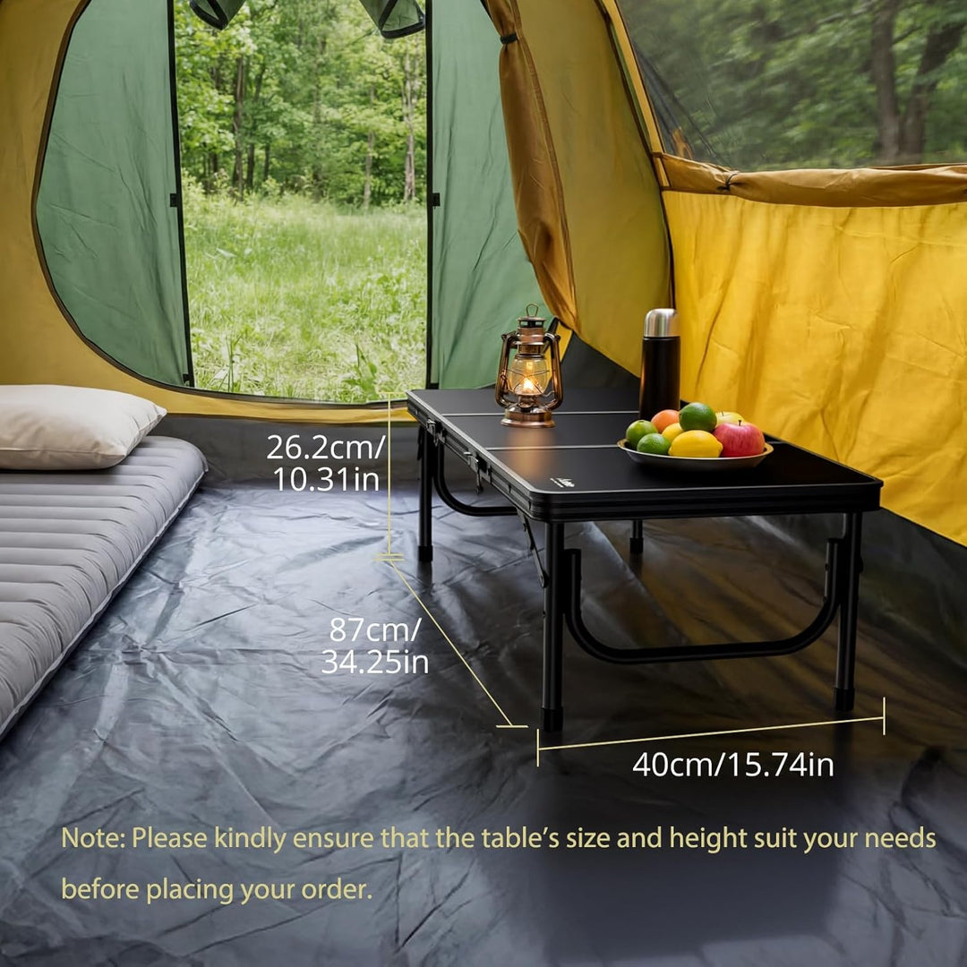 Anbte Campingtisch Klapptisch 87x40x26cm(LxBxH) mit Dicker Aluminium Rahmen Niedriger Picknicktisch