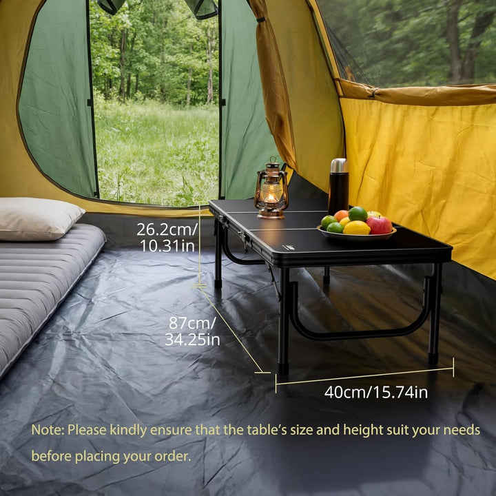 Anbte Campingtisch Klapptisch 87x40x26cm(LxBxH) mit Dicker Aluminium Rahmen Niedriger Picknicktisch