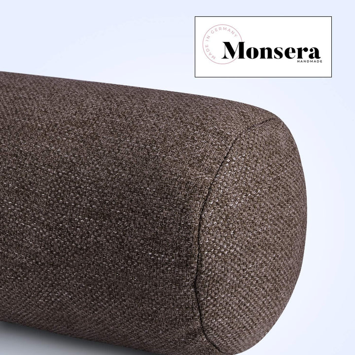 Monsera Extra Lange Nackenrolle, weich u. formstabil, fein melierter Bezug, Füllkissen aus flauschig
