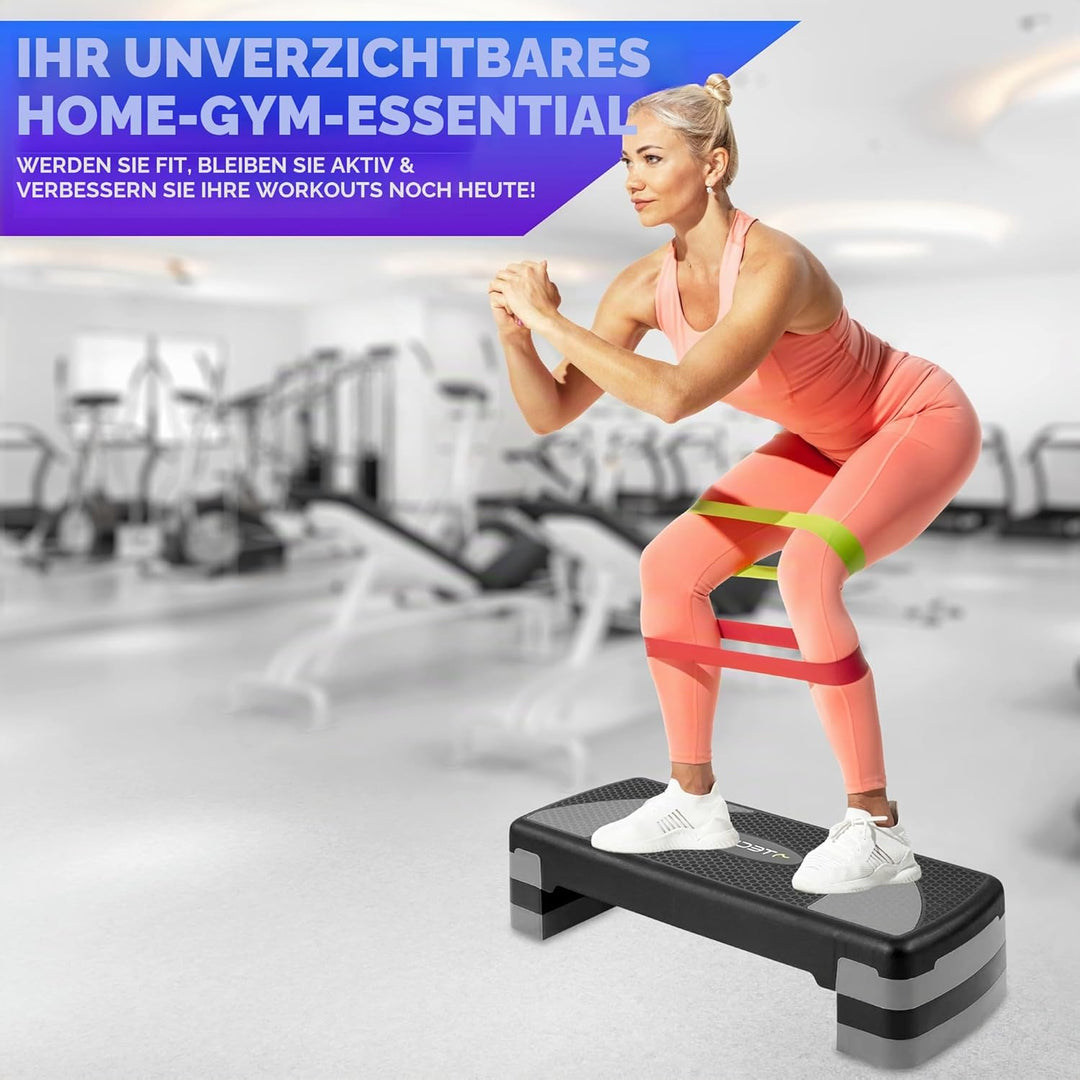 TechFit Aerobic Stepper, höhenverstellbar, rutschfeste Oberfläche, belastbar bis 120 kg, aus leichte