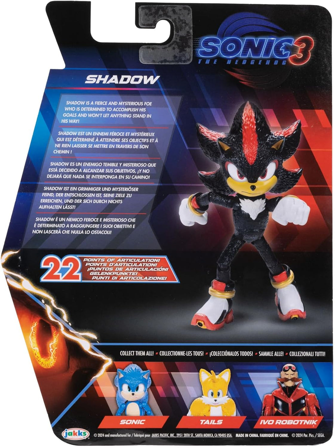 Sonic 423994 3 Movie 12,7 cm Shadow The Hedgehog Actionfigur, Bunt, 13cm