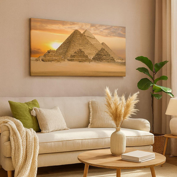 Wandbilder Dekoration Wohnzimmer Pyramide ägypten wüste Panorama Bilder auf Leinwand 120x50cm Leinwa