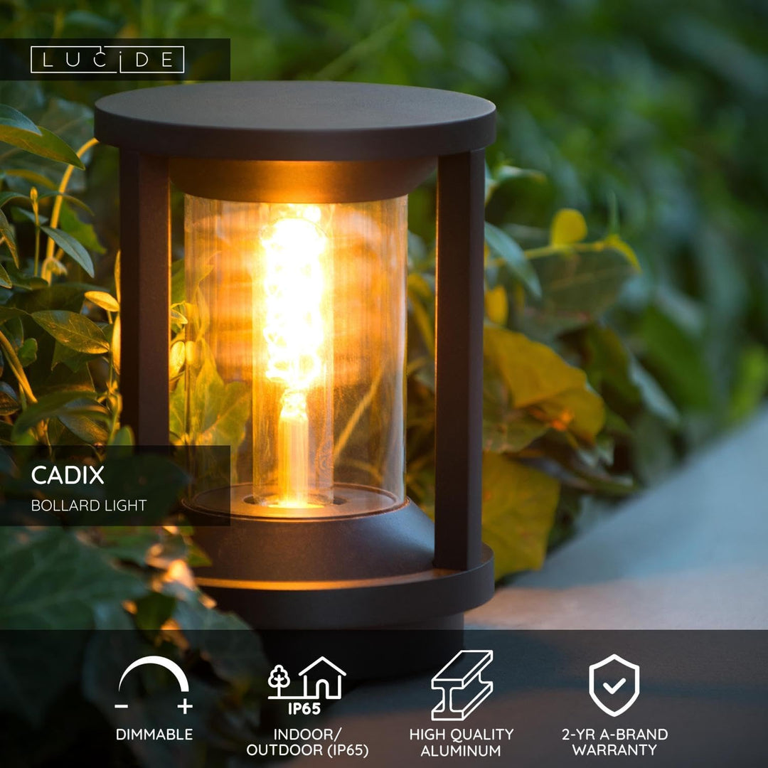 LUCIDE CADIX - Pollerleuchte Aussen - Ø 16 cm - 1xE27 - IP65 - Schwarz