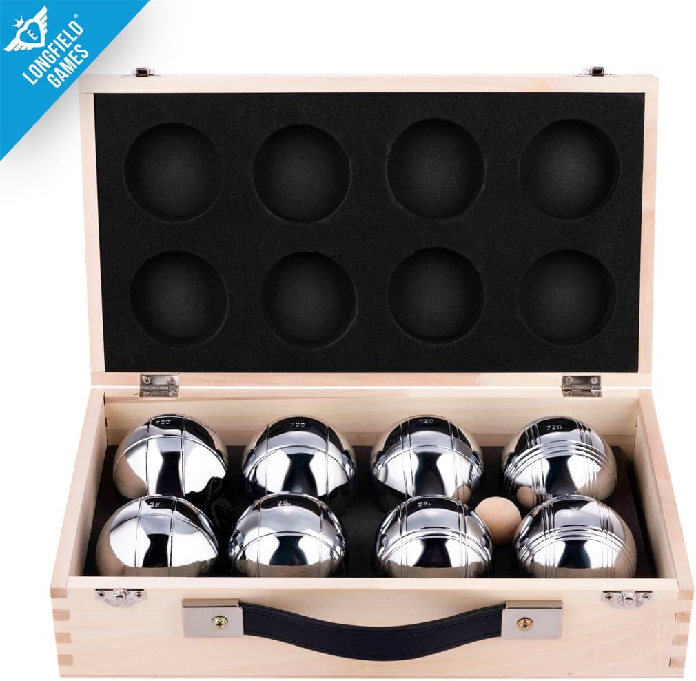 Engelhart - 010206 - Petanque Kugeln Set (8 boulekugel ) Luxus Petanque Spiele - Boules-Set In Holzk
