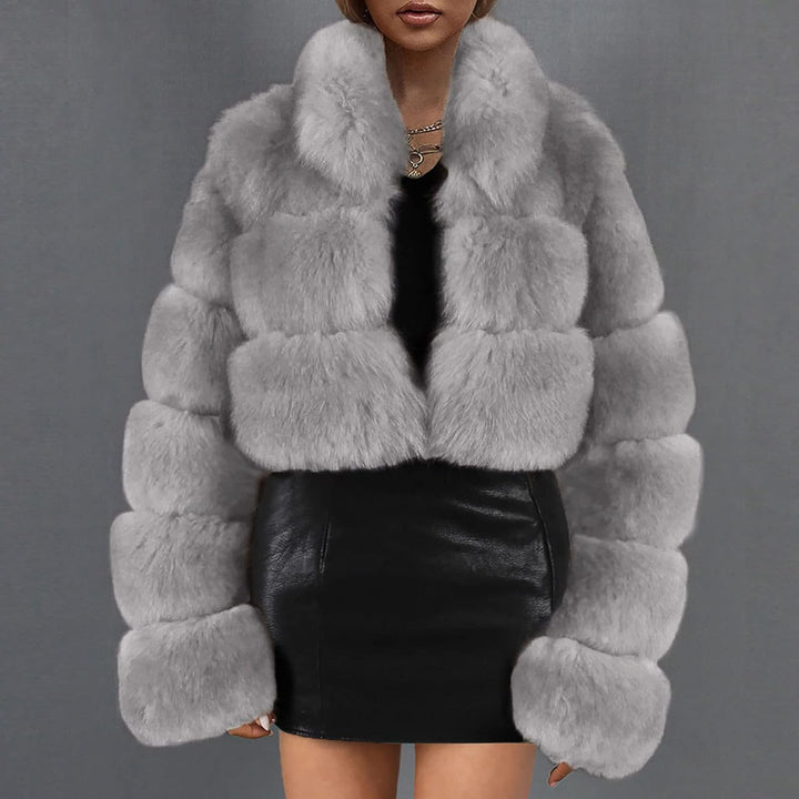 TRIGLICOLEUM Kunstpelz Mantel Damen Dickes Warme Winterjacke Kurz Kunstpelz Jacke Langärmlig Plüschj