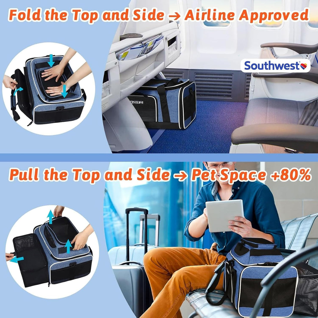 Petskd Erweiterbare Haustier-Tragetasche Oben und seitlich, 45,7 x 33 x 24,1 cm, Southwest Allegiant