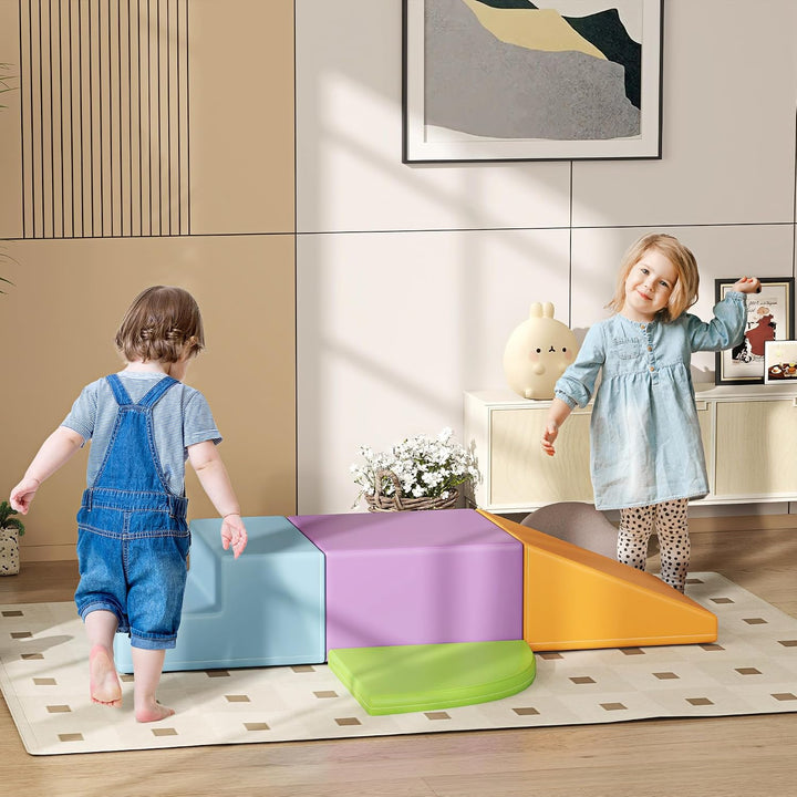 HOMCOM 4 TLG. Schaumstoff Bausteine Kinder Softbausteine Klettern Bauklötze Weiche Riesenbausteine B