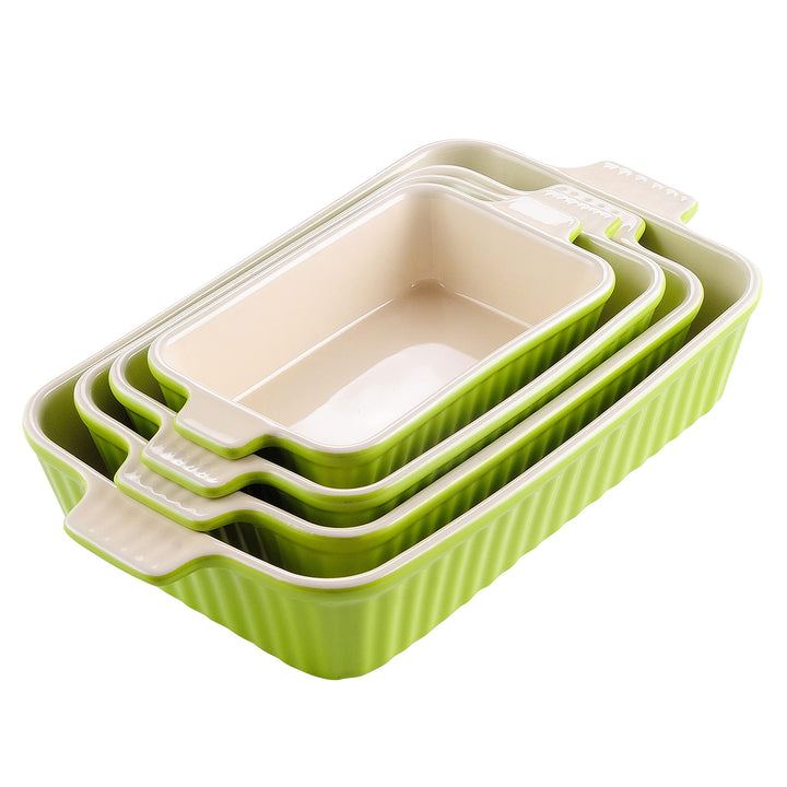 MALACASA Auflaufform, 4-teilig Set Gross & Klein Stapelbar Backformen (37, 30, 28, 24 cm) | Rechteck