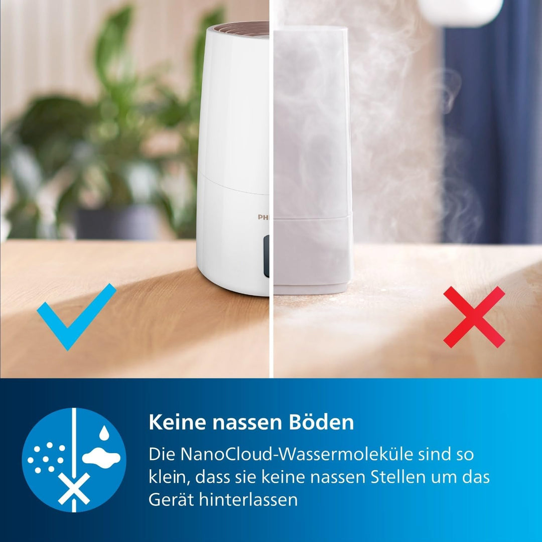 Philips Series 3000 Luftbefeuchter – für Räume bis 45 m², NanoCloud-Technologie, 3 Geschwindigkeitss