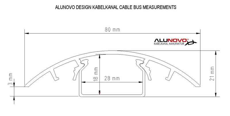 TV Design Aluminium Kabelkanal in schwarz Hochglanz lackiert in verschiedenen Längen von ALUNOVO (Lä