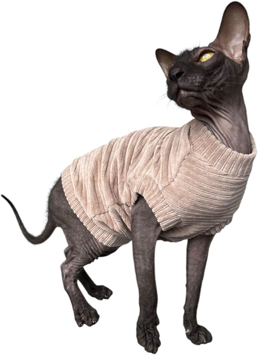 Kotomoda Katzen-T-Shirt aus Cord fьr Sphynx und nackte Katzen (klein, Taupe) Small taupe, Small taup