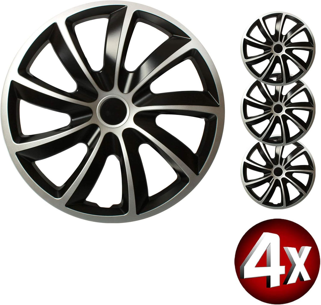 All4You Radzierblenden Nrm Quad Bicolor 16" Zoll Radkappen Radblenden 4 Stück Silber Schwarz
