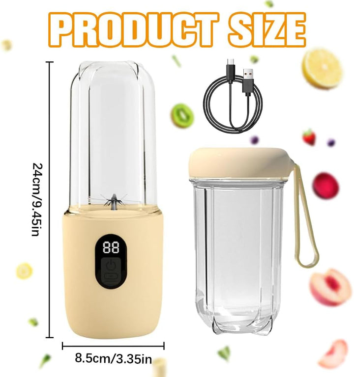 BIZO Tragbarer Mixer Smoothie Maker, 500 ml Mixer Smoothie Maker to Go mit Digitalanzeige, 16-Blatt,