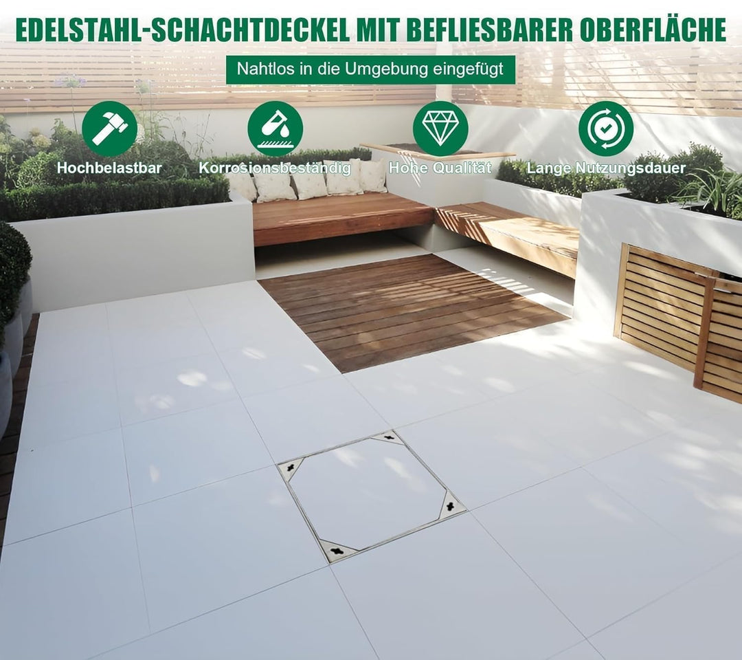 Schachtabdeckung Edelstahl V2A Lichte Weite: 600x450 mm | H: 60 mm Lichte Weite: 600 x 450 mm, Licht
