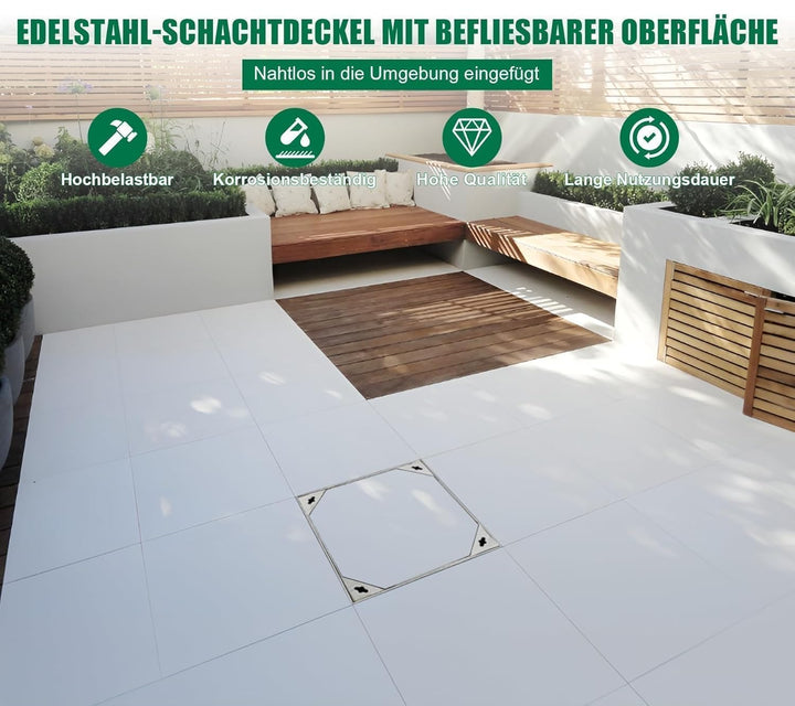 Schachtabdeckung Edelstahl V2A Lichte Weite: 600x450 mm | H: 60 mm Lichte Weite: 600 x 450 mm, Licht