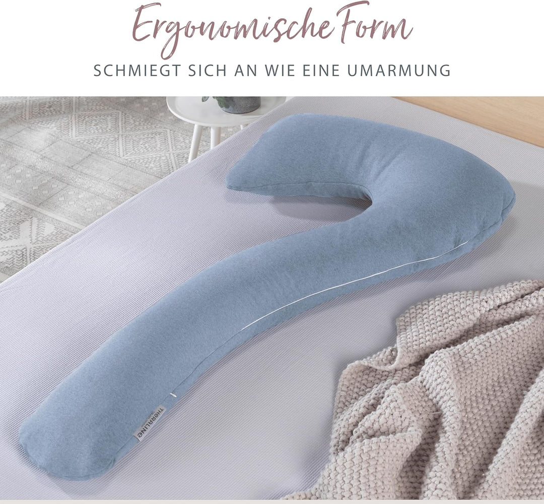 Theraline | my7 - Seitenschläferkissen | inkl. Aussenbezug Melange blau-grau Bambus-Kollektion, Mela