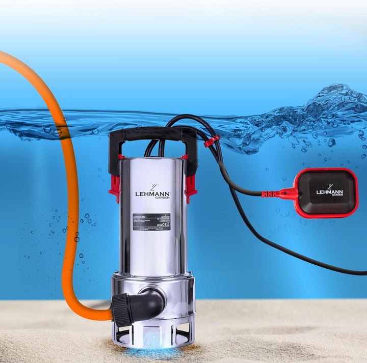LEHMANN Tauchpumpe mit Integriertem Schwimmer für Schmutz- und Reinwasser, 1100 W, mit bürstenloser