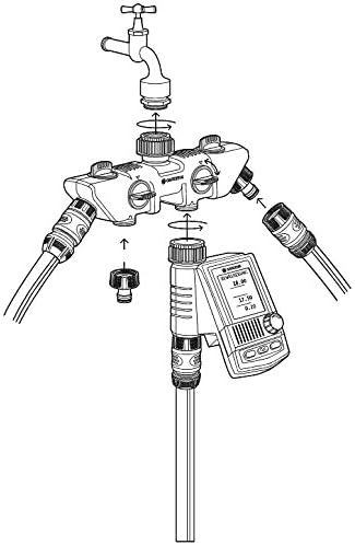 Gardena 4-Wege-Verteiler: Anschlussmöglichkeit für bis zu 4 Geräte an den Wasserhahn, passend zu Gar