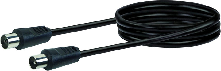 SCHWAIGER Antennen Anschlusskabel 75 dB, 1,5m, schwarz, IEC Stecker > IEC Buchse, 2-fach Schirmung,