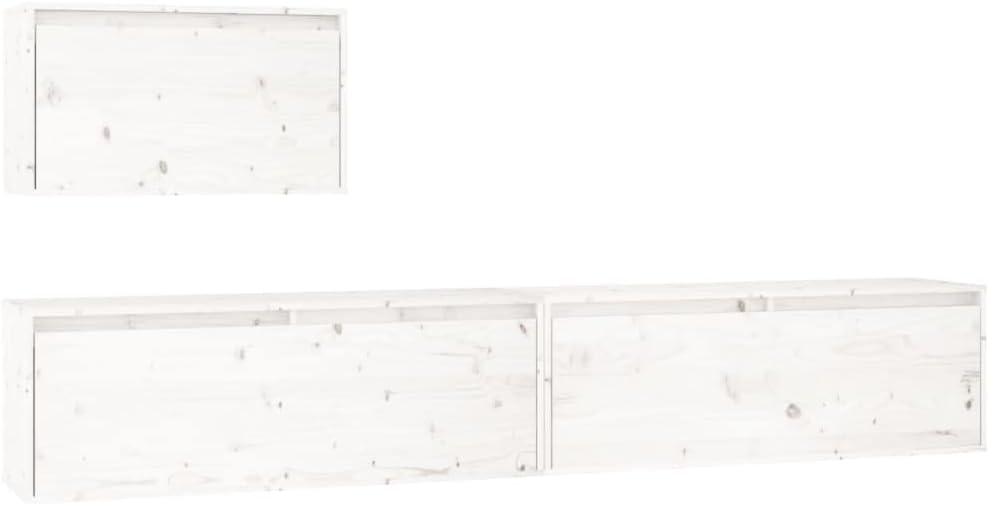 homiuse TV-Schränke 3 STK. Weiss Massivholz Kiefer TV Schrank Set Wohnzimmer MöBel Fernsehschrank Tv