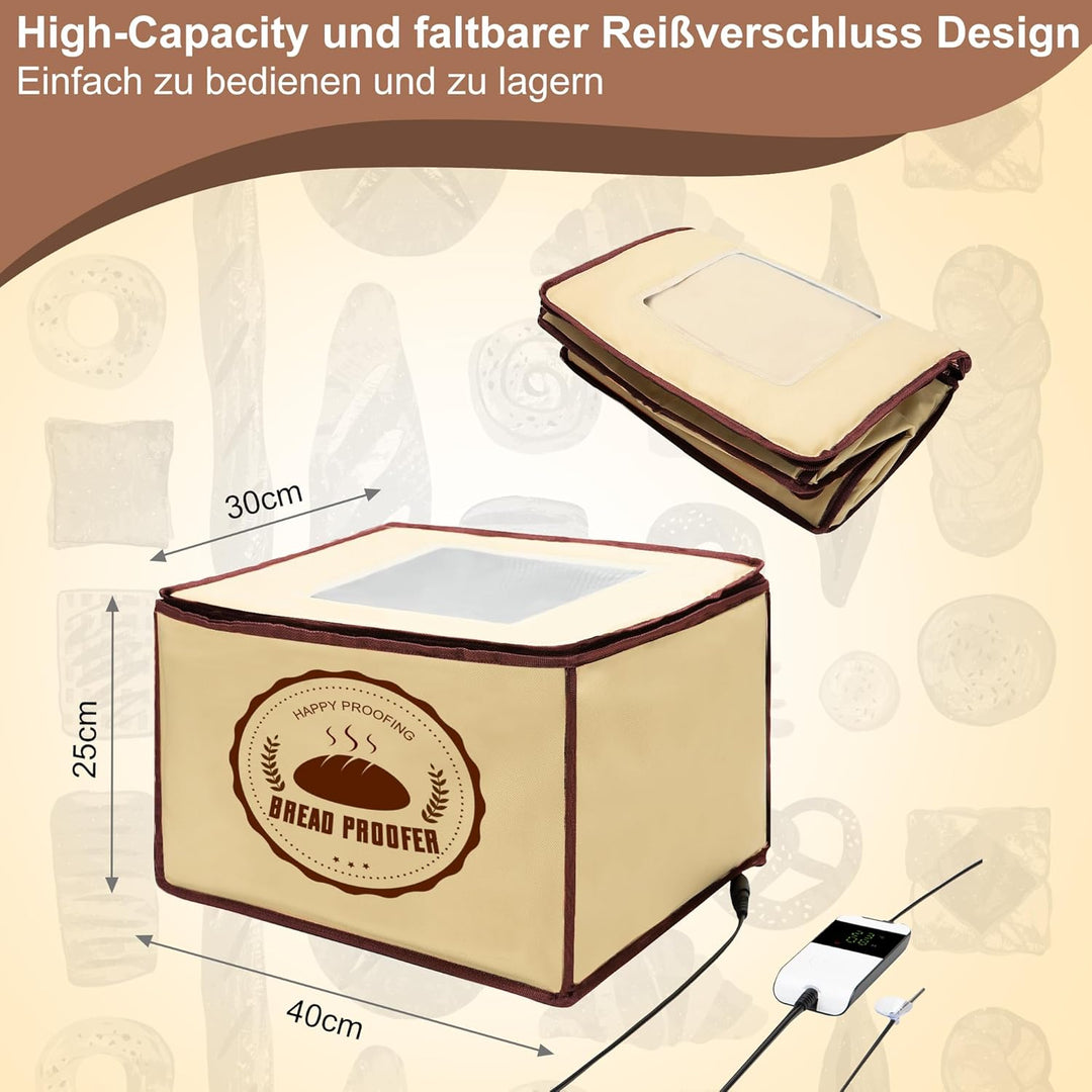 Brot Gärbox Sauerteig, Gärbox mit heizung für Brotteig Teiggärbox mit thermostat für Hobbybäcker, Fa