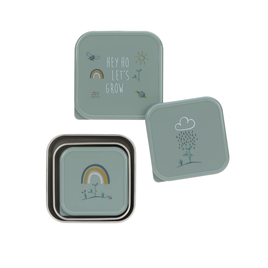 LÄSSIG Snackbox 3er Set Edelstahl 3 Stück Garden Explorer Grün, Gr&#xFC;n