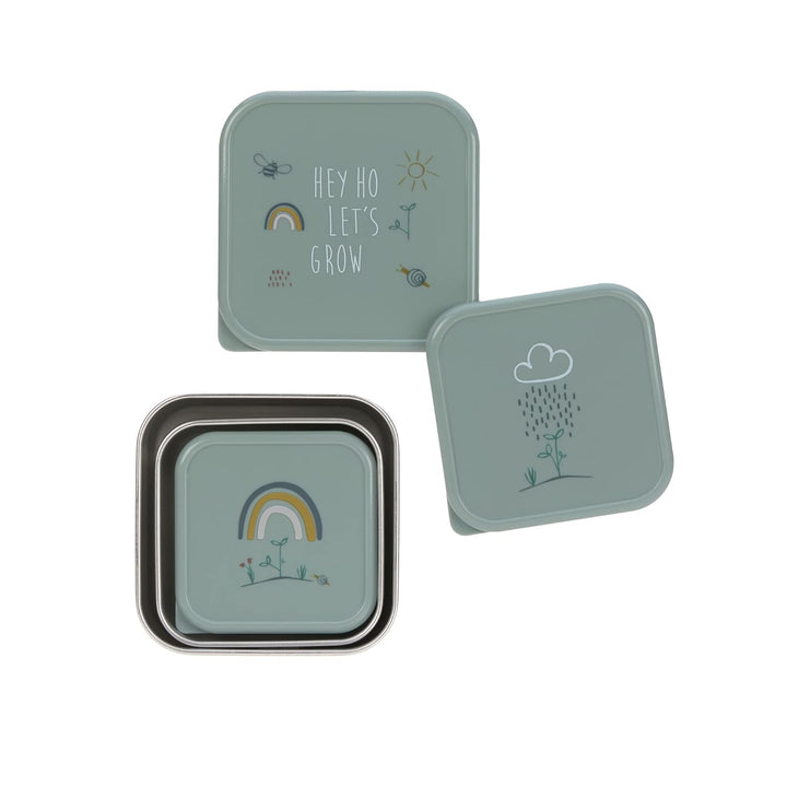 LÄSSIG Snackbox 3er Set Edelstahl 3 Stück Garden Explorer Grün, Gr&#xFC;n