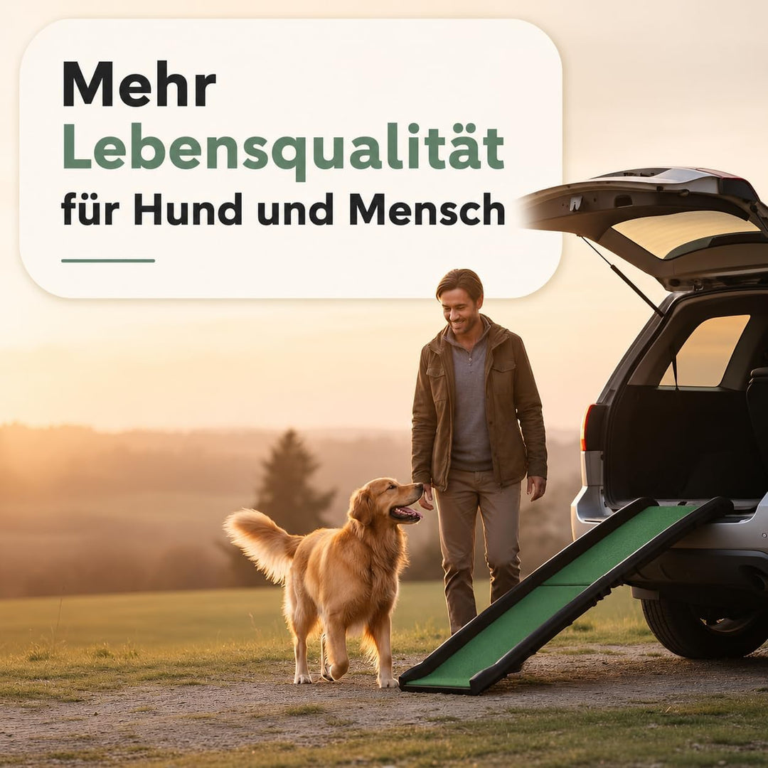 Hunderampe Autorampe - rutschfest mit Kunstrasen, klappbar Hund Rampe Hundetreppe Hundeautorampe Kof