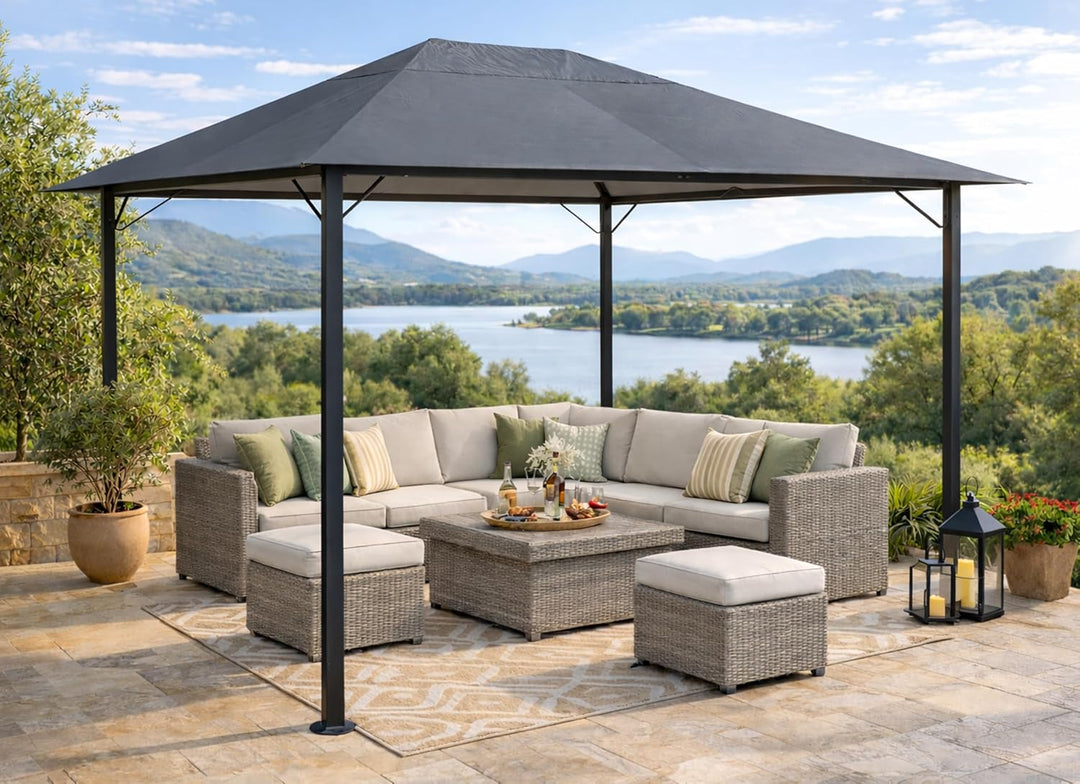QUICK STAR Ersatzdach 250g Garten Pavillon 3x4m Grau Antik Pavillondach Ersatzbezug 4 x 3 m - 250g/m