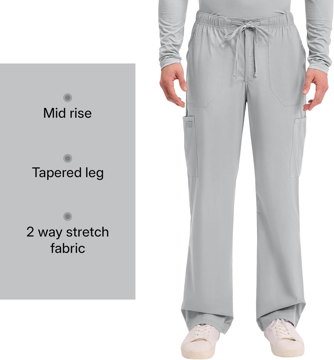 Workwear Professionals Men Scrubs Pant Tapered Leg Fly Front Cargo WW190 XS Grau, XS Grau
