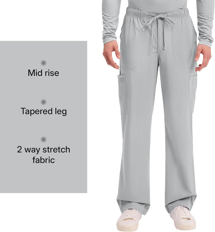 Workwear Professionals Men Scrubs Pant Tapered Leg Fly Front Cargo WW190 XS Grau, XS Grau