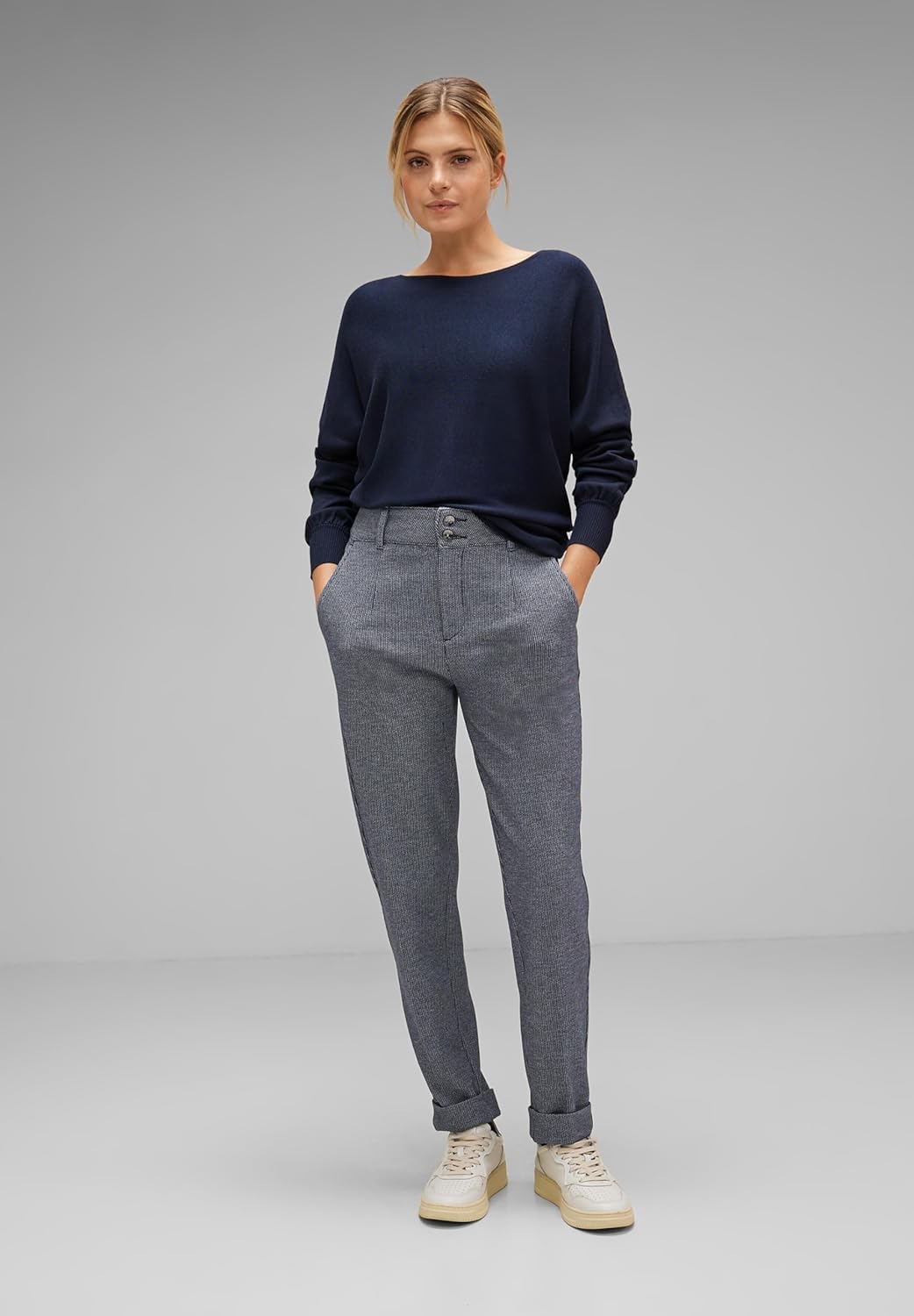 Street One Damen Chinohose Jacquard, 34W / 28L