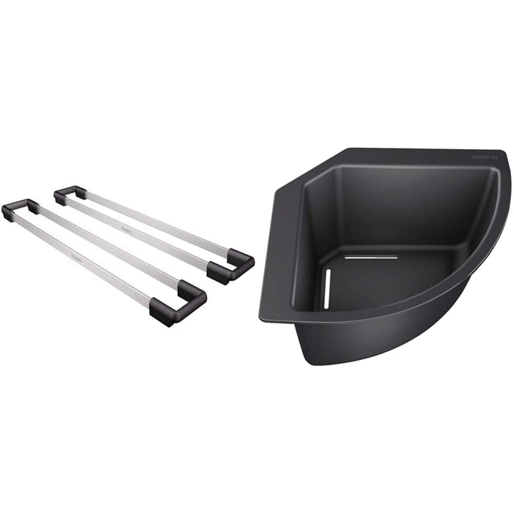 BLANCO Top-Schienen aus Edelstahl, 235906, 416 mm & 235866 Eck-Schale Eckschale für Lebensmittel und