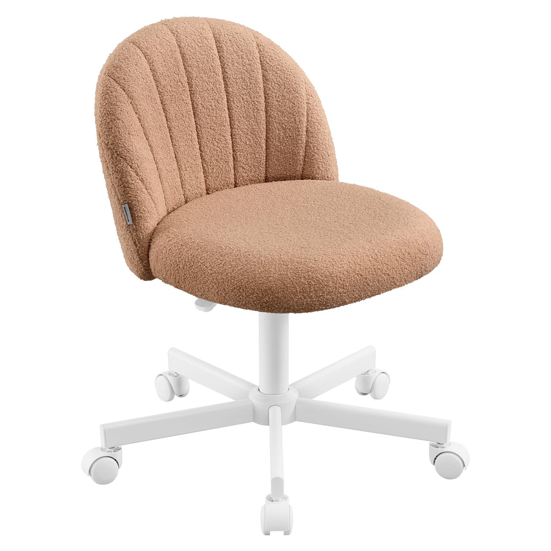 SONGMICS Homeoffice-Stuhl, Schminkstuhl aus Teddyfleece, Schreibtischstuhl, Schaumstoffpolsterung, h