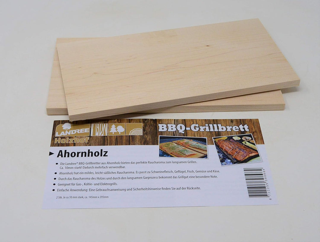 Landree® BBQ Ahorn Grillbrett Räucherbrett Planks Set 2Stk mehrfach verwendbar (!) (Ahorn), Ahorn