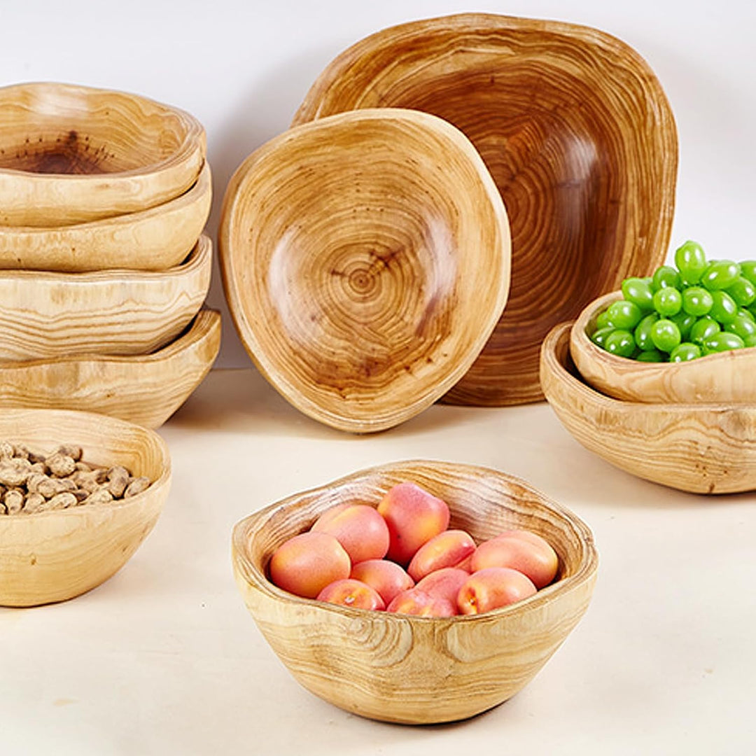 Obstschale aus Naturholz - Handgefertigte Servierschale mit Unregelmässiger Form - Kreative Holzscha