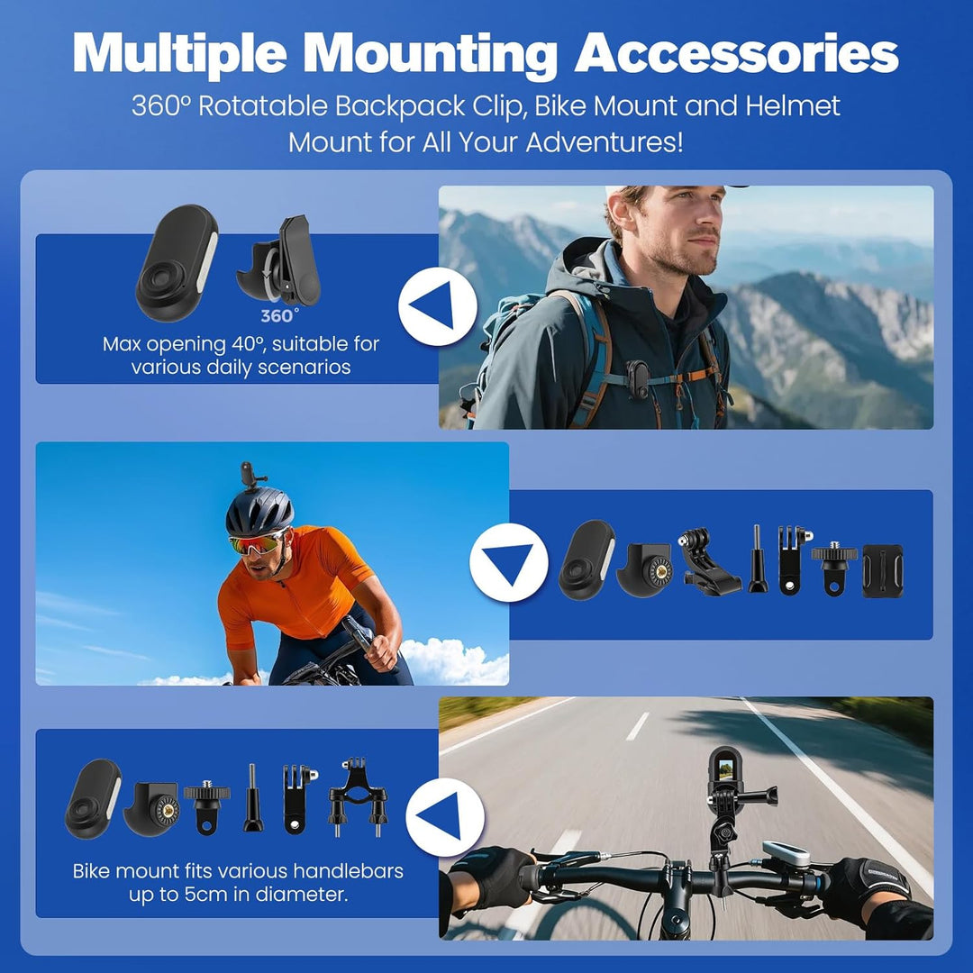 1080P Mini Körperkamera mit Akku-Case & 128GB – Daumengrosse Action Cam für Hände-frei Aufnahme, Fah