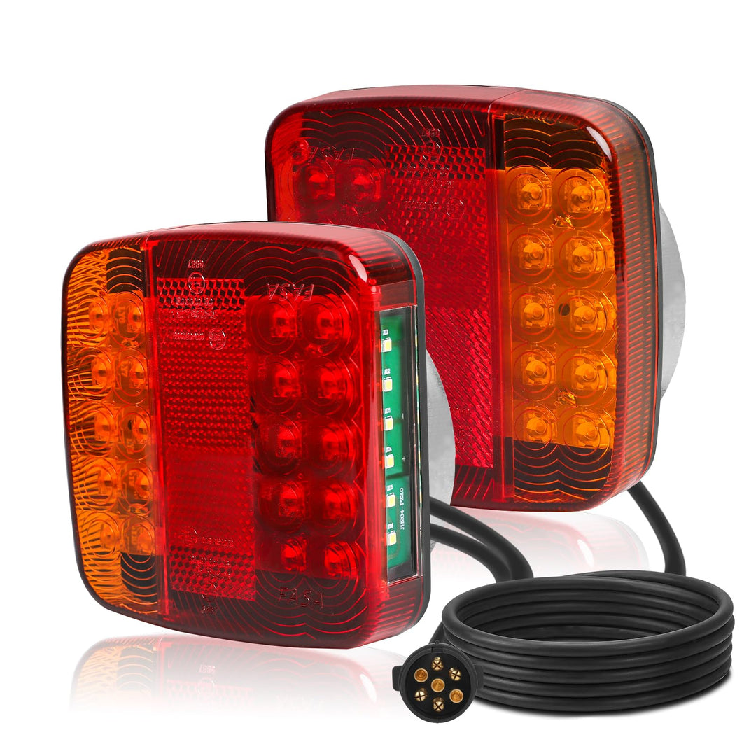 Yuanjoy 7-polig LED Rücklichter für Anhänger mit 7.5 m Kabel Vorverkabelt 12V LKW Rückleuchten mit E