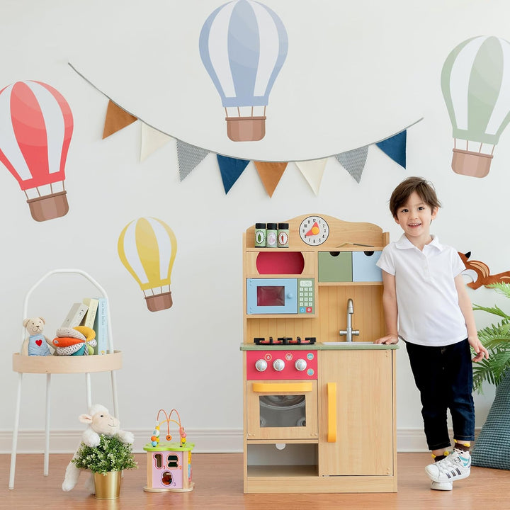 Teamson Kids Kinderküche Spielküche Holz Kinderspielküche Holzküche TD-11708A Mehrfarben, Mehrfarben