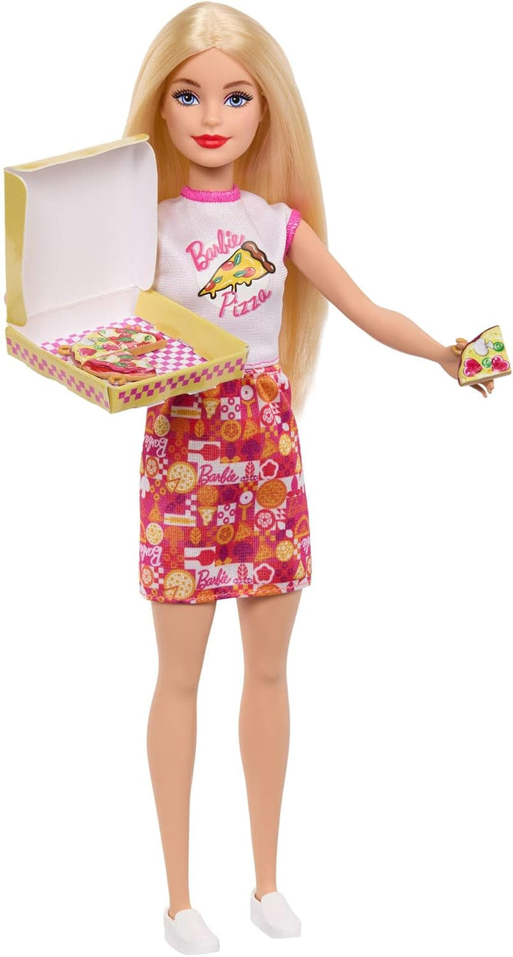 Barbie Pizza Shop Spielset | Blonde Puppe und 25 Zubehörteile inklusive Knete, Pizzabelägen und mehr