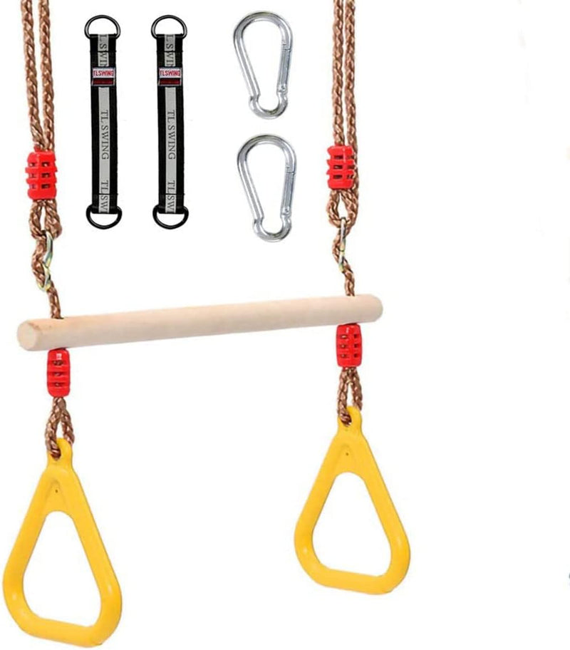 Morwealth Multifunktions Kinderholz Trapeze Schaukel mit Kunststoffringen Turnringe Ringe zum Aufhän