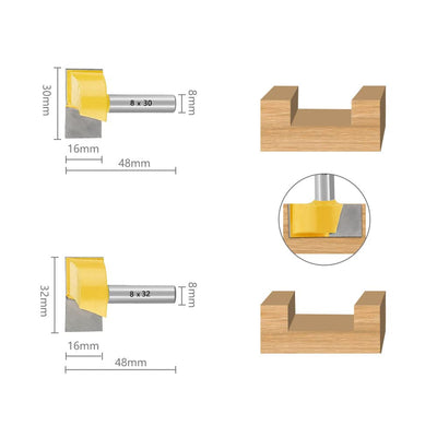 Nutfräser HM Set 6-tlg. Ø 8 mm Schaft Bodenreinigung Fräser 10/15/22/25/30/32mm Nutenfräser Holzfräs