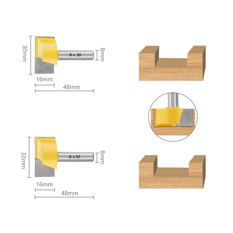 Nutfräser HM Set 6-tlg. Ø 8 mm Schaft Bodenreinigung Fräser 10/15/22/25/30/32mm Nutenfräser Holzfräs