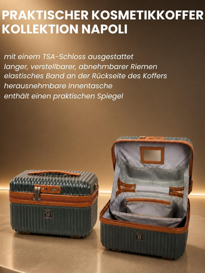 BERTOO Napoli Kosmetikkoffer aus schwarzem Hartschalen-Material, 17 l, mit TSA-Schloss, abnehmbarem